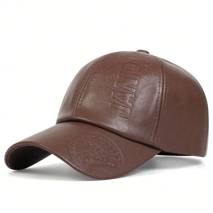 Unisex Leather Baseball Cap Adjustable Fit
