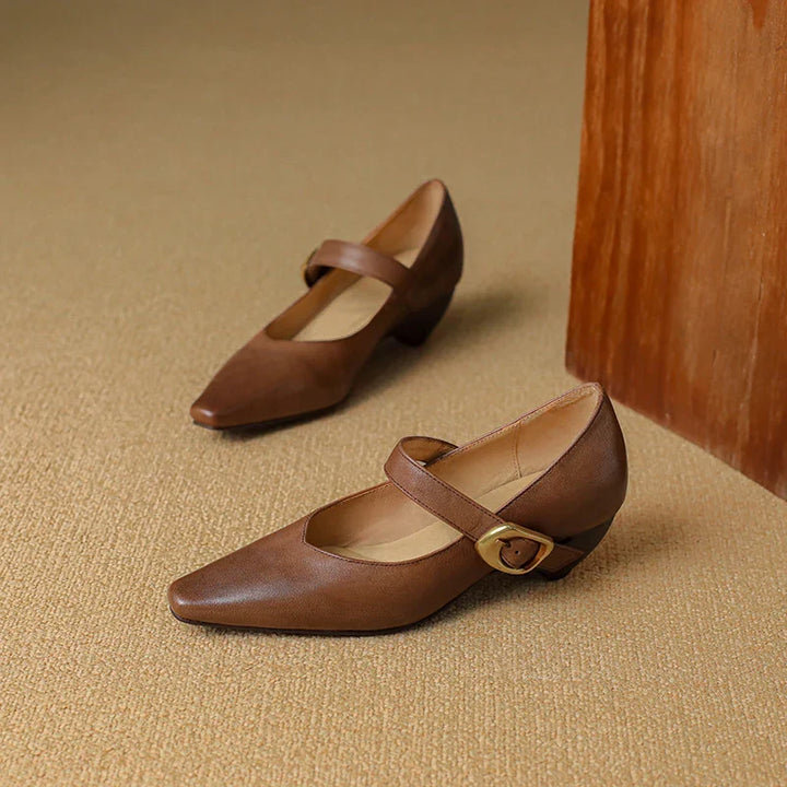 Womens Genuine Leather Heels Classic Fit