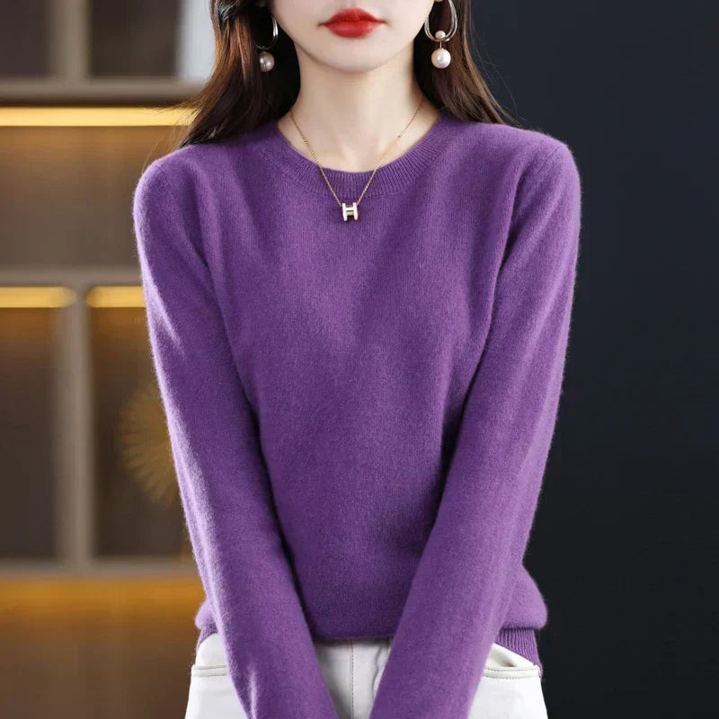 Womens Merino Wool Crew Neck Soft Sweater