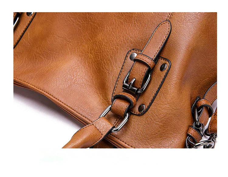 Womens Leather Handbag Large Capacity Vintage Shoulder Strap
