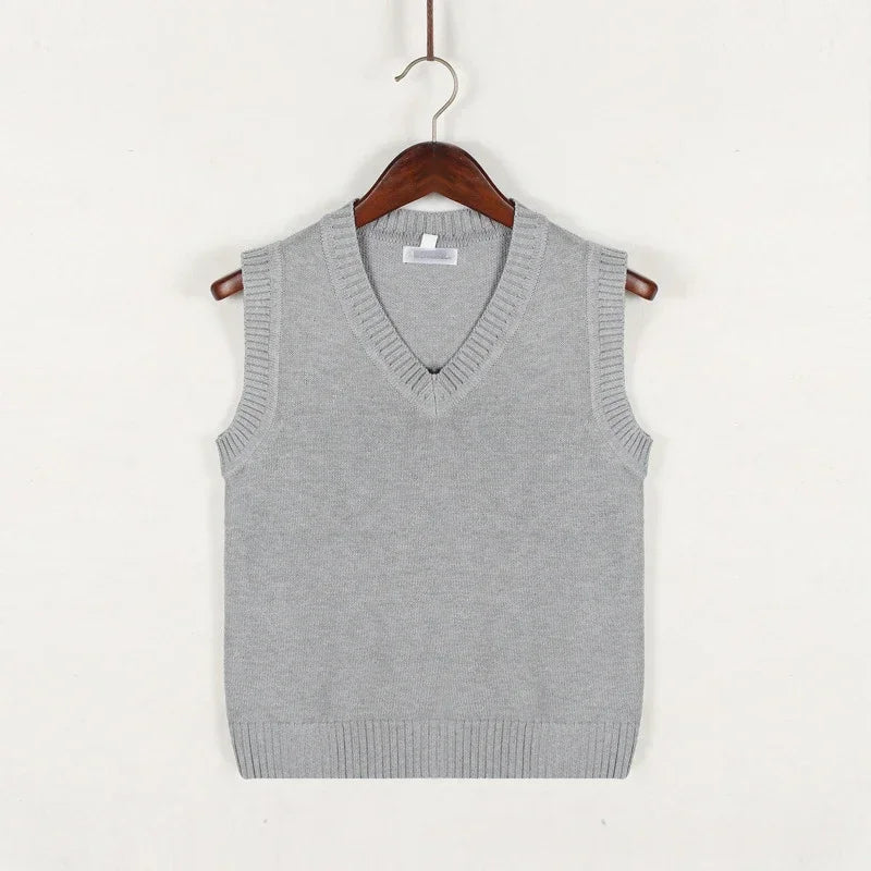 Mens Sleeveless Sweater V-Neck Knit