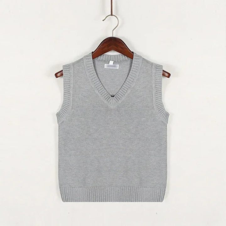 Mens Sleeveless Sweater V-Neck Knit