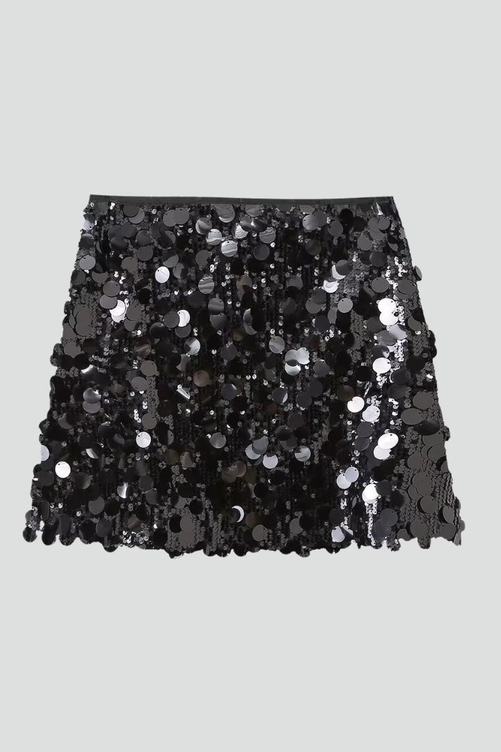 Womens Sequin Mini Skirt Shiny Fitted Style - BritishMode