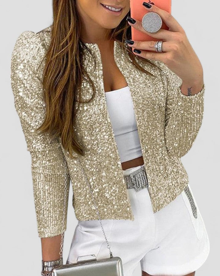 Womens Party Blazer with Sequin Detail Tailored Fit - BritishMode