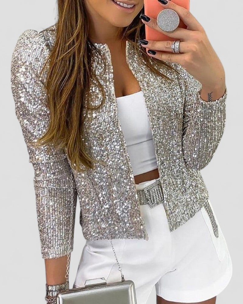Womens Party Blazer with Sequin Detail Tailored Fit