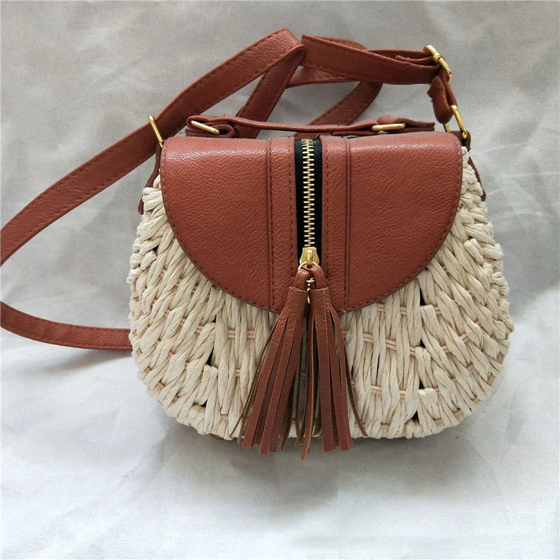 Womens Straw Shoulder Bag Mini Chic Style