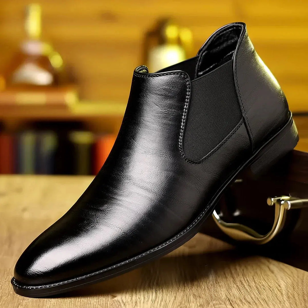Mens Leather Business Casual Boots Comfortable Timeless Style - BritishMode