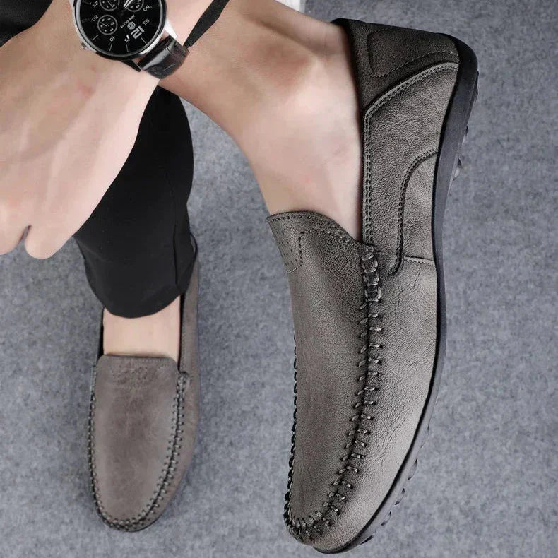 Mens Leather Loafers Slip-On Classic Fit