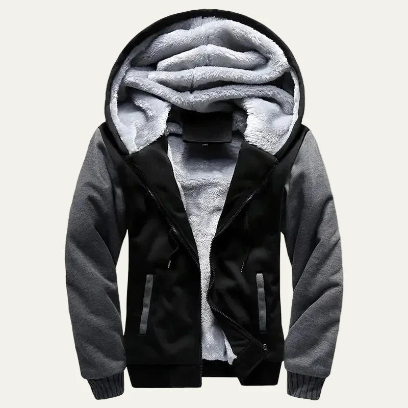Mens Hooded Zip Jacket Thermal Fleece Lined