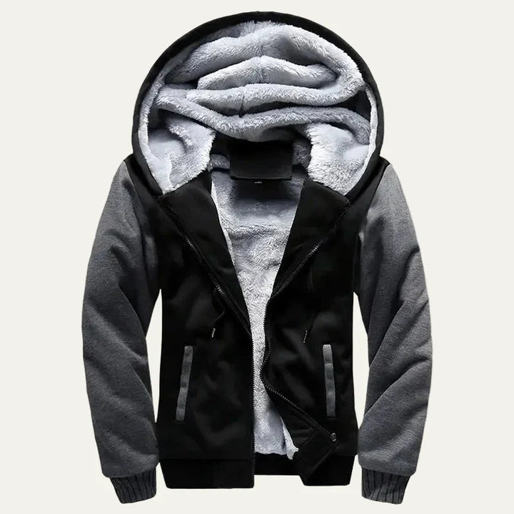 Mens Hooded Zip Jacket Thermal Fleece Lined
