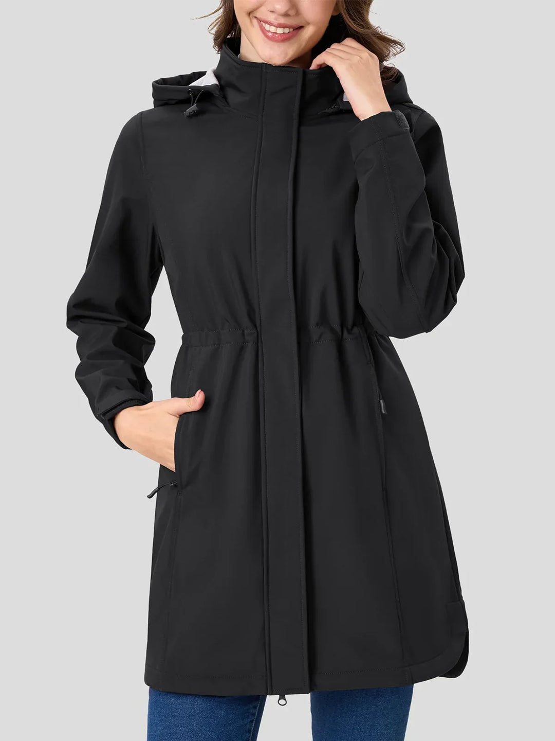 Womens Parka Jacket Breathable Lightweight Water Resistant
