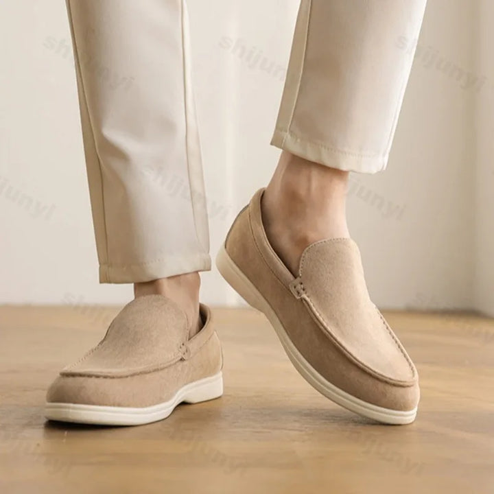 Mens Suede Slip-On Loafers Comfortable Grip Sole - BritishMode
