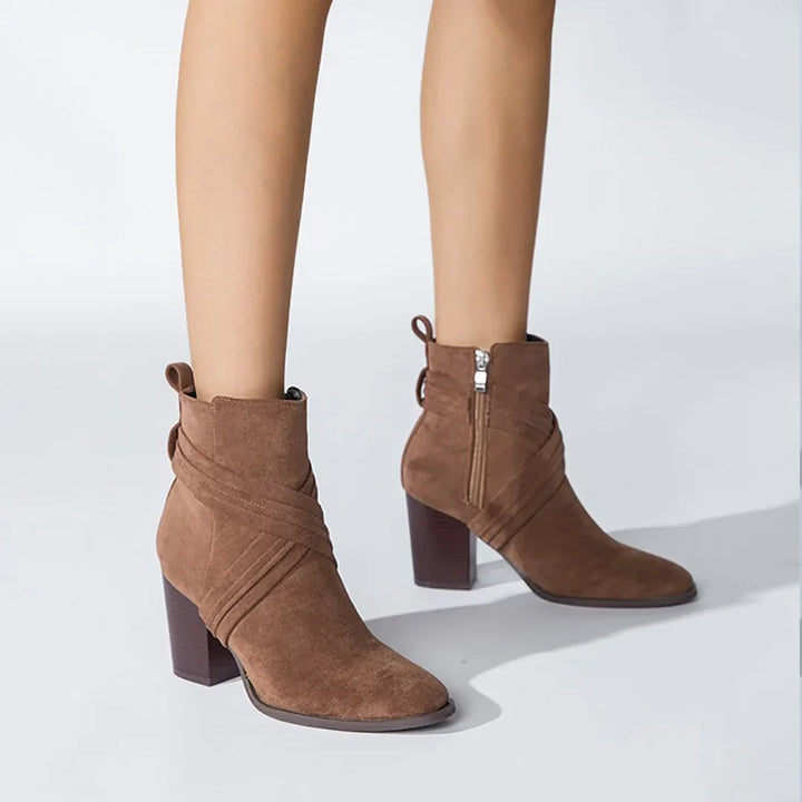Womens Ankle Boots Leather Slip-On