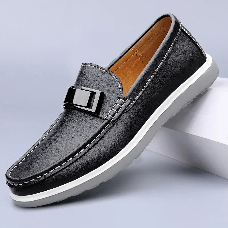 Mens Loafers Genuine Leather Slip-On