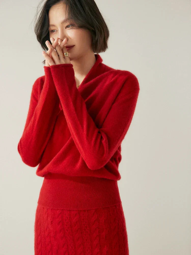 Womens Cashmere Wrap Sweater Soft Knit Crossover Style