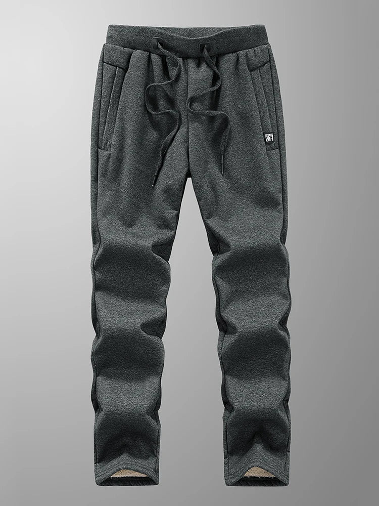 Mens Fleece Jogger Pants with Zip Pockets Warm