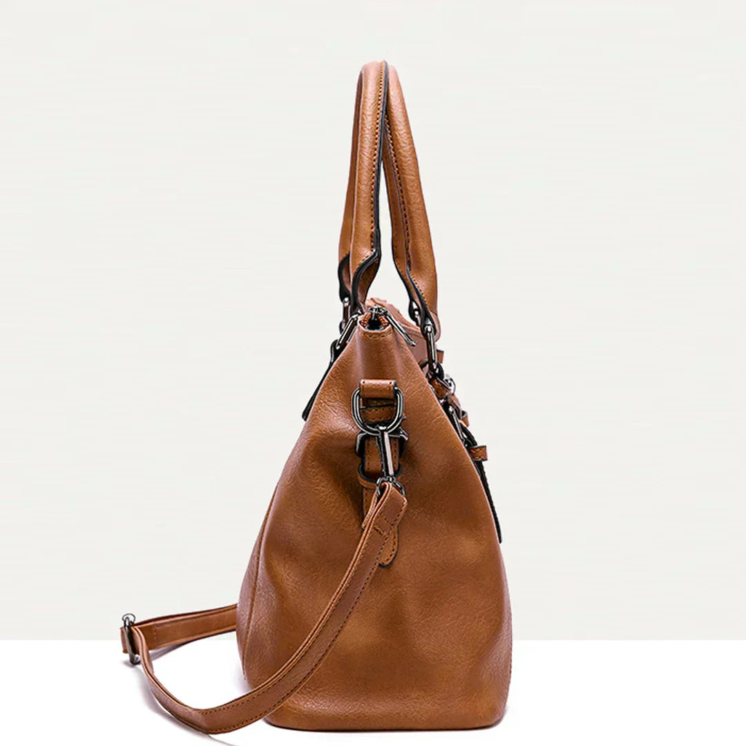 Womens Leather Handbag Large Capacity Vintage Shoulder Strap
