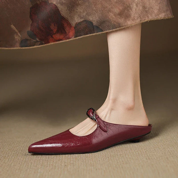 Womens Genuine Leather Mules Slip-On Style