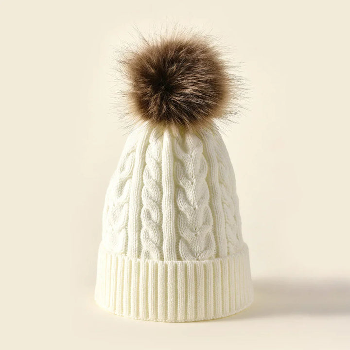 Womens Winter Beanie with Soft Pom Pom Knit