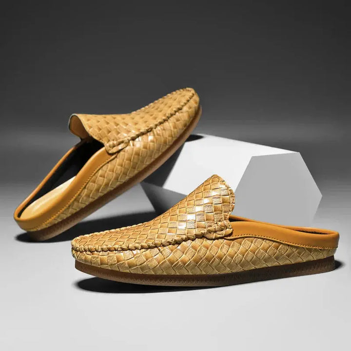 Mens Leather Slides Comfortable Slip-On