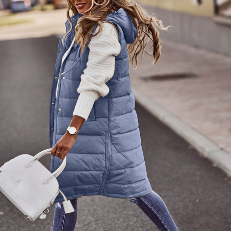 Womens Hooded Winter Vest Insulated Quilted