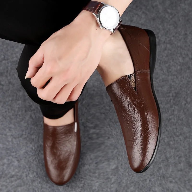 Mens Loafers Genuine Leather Slip-On