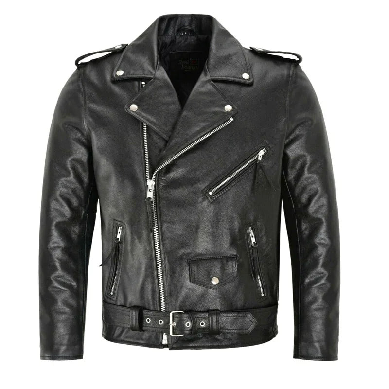 Mens Leather Moto Jacket Fitted Style - BritishMode
