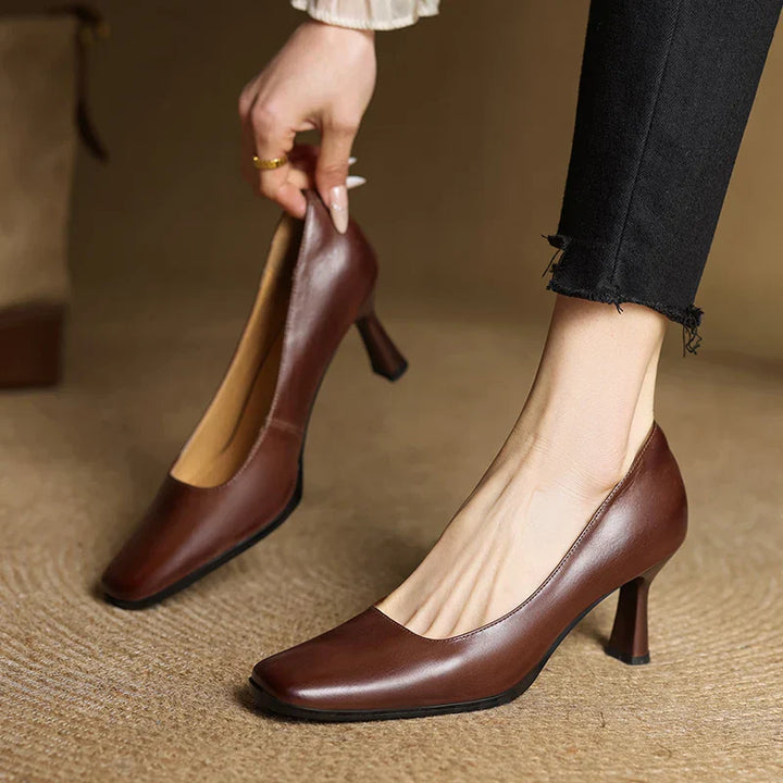Womens Genuine Leather Heels Classic Fit