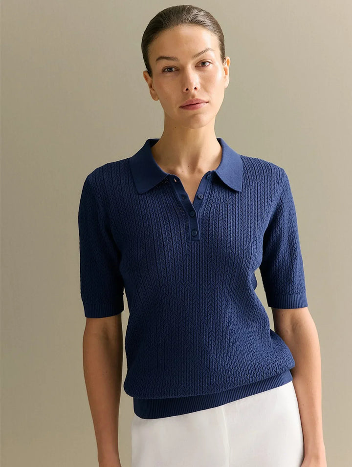 Mens Knit Polo Shirt Relaxed Fit Casual