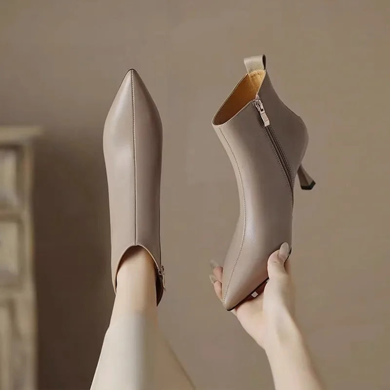 Womens Ankle Boots Suede Pointed Toe