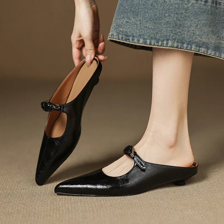 Womens Genuine Leather Mules Slip-On Style