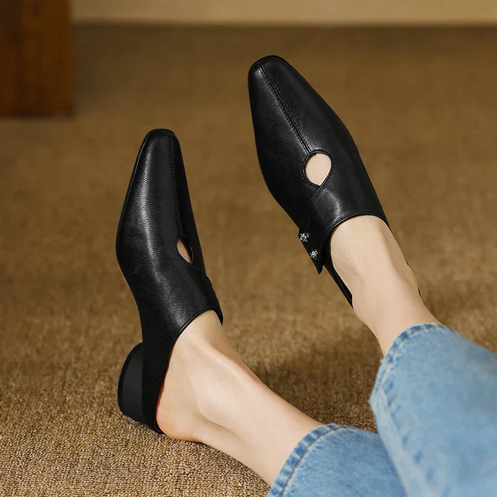 Womens Genuine Leather Mules Slip-On Style