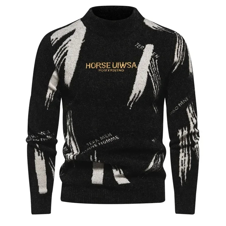Mens Faux Fur Crew Neck Sweater