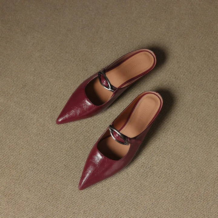 Womens Genuine Leather Mules Slip-On Style