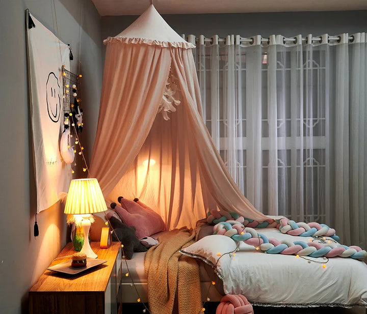 Girls Bed Canopy Cotton Tassel Detail
