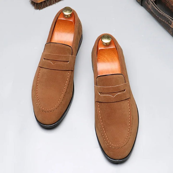 Mens Slip-On Shoes Leather Comfortable Fit
