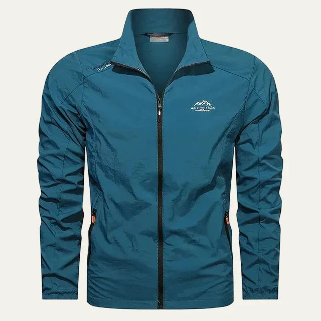 Mens Windbreaker Lightweight Stand Collar Zip Front - BritishMode