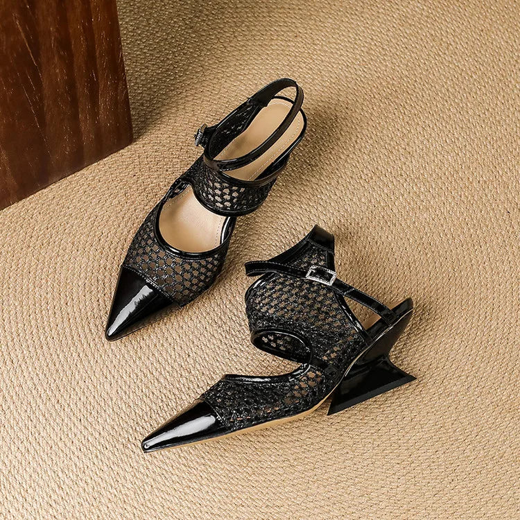 Womens Slingback Shoes Genuine Leather Velour