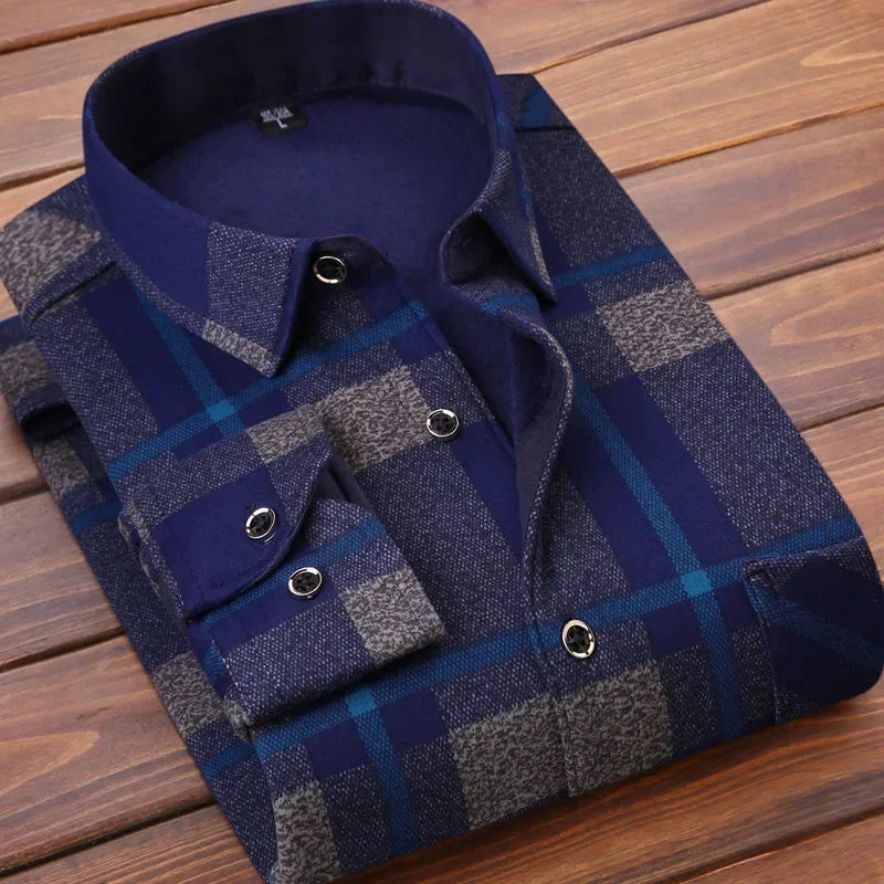 Mens Flannel Shirt Fleece Lined Warm Relaxed Fit
