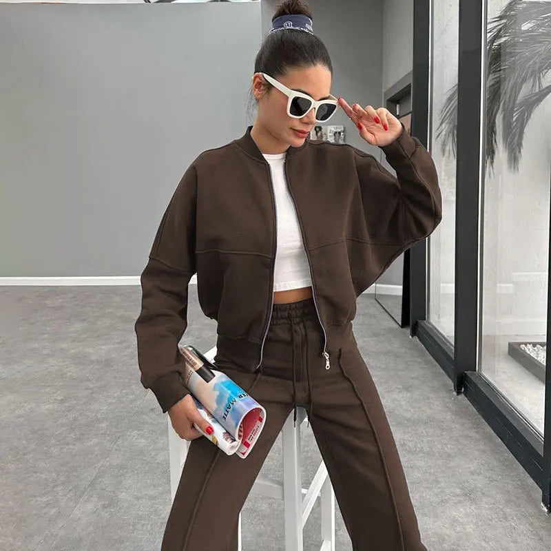 Womens Tracksuit Jacket and Pants Set Cozy Fit