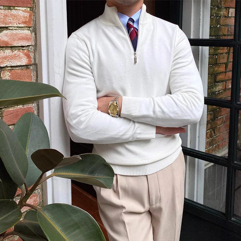 Mens Half-Zip Sweater Cotton Blend Regular Fit