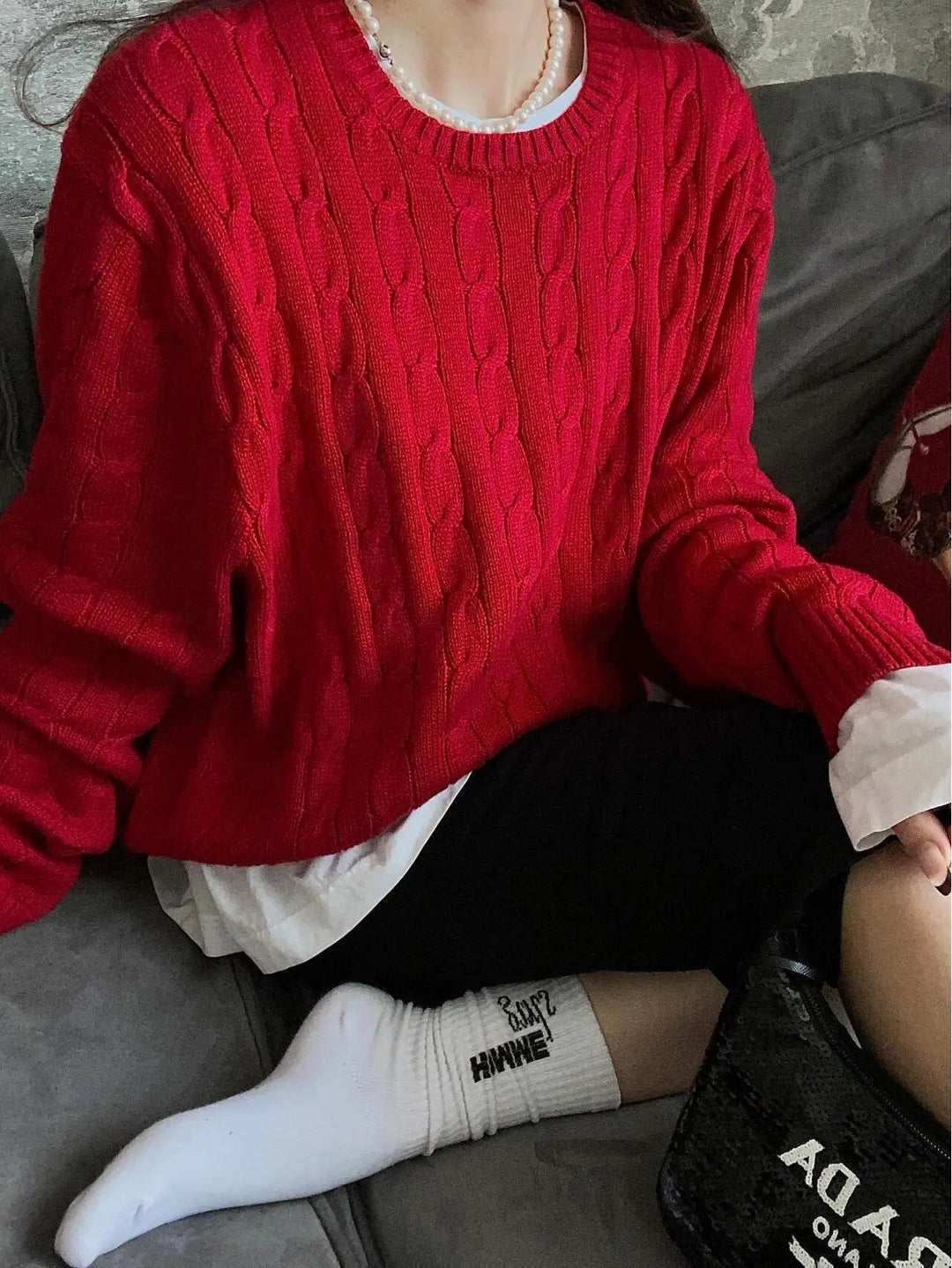 Womens Chunky Knit Sweater Oversized Cozy Fit