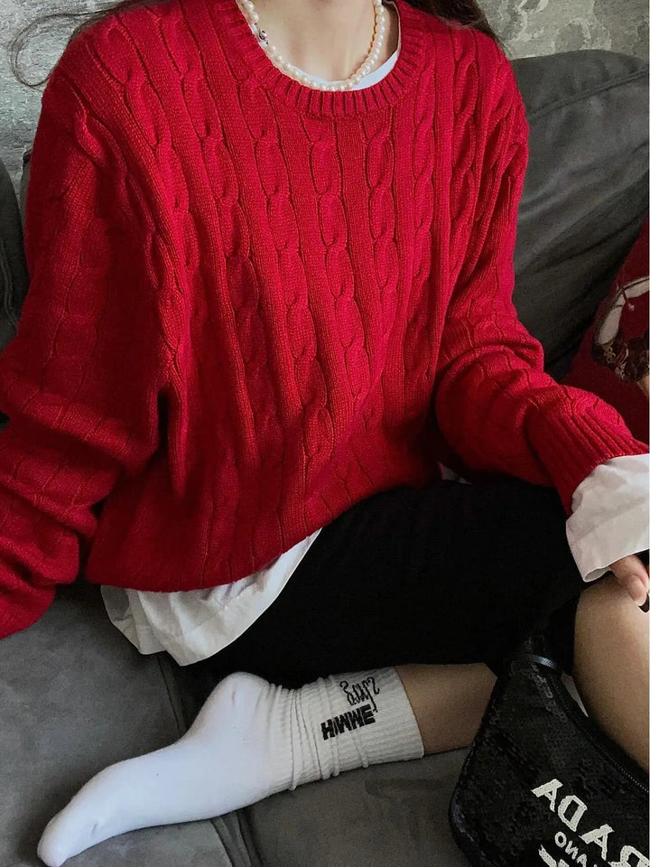 Womens Chunky Knit Sweater Oversized Cozy Fit