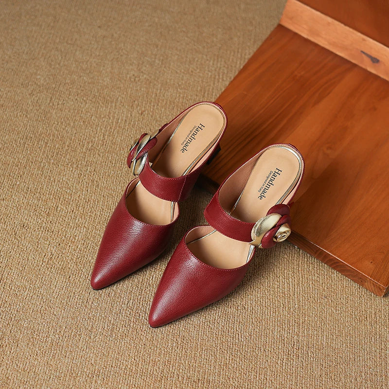 Womens Genuine Leather Heels Classic Fit