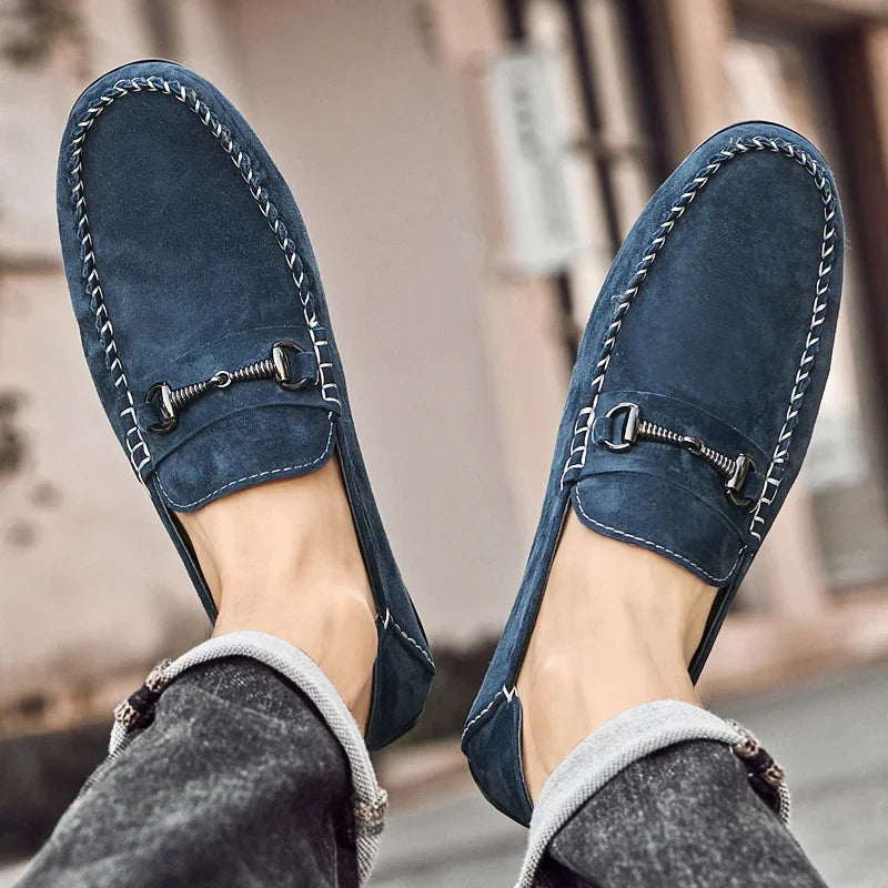 Mens Loafers Genuine Suede Slip-On