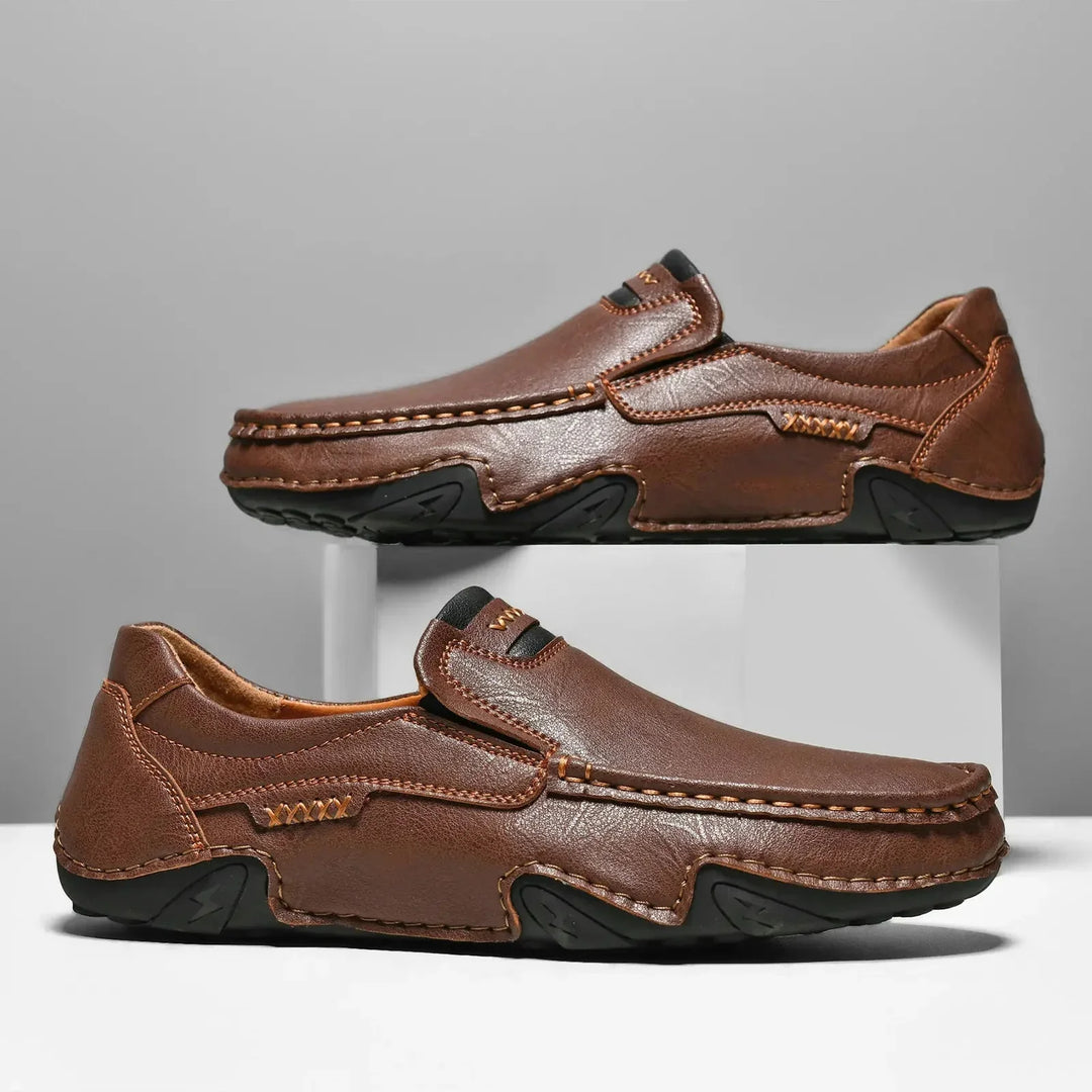 Mens Leather Loafers Slip-On Classic Fit