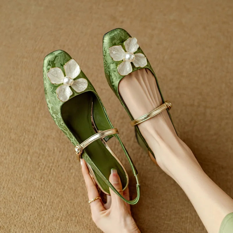 Womens Slingback Pumps Leather Pointed Toe