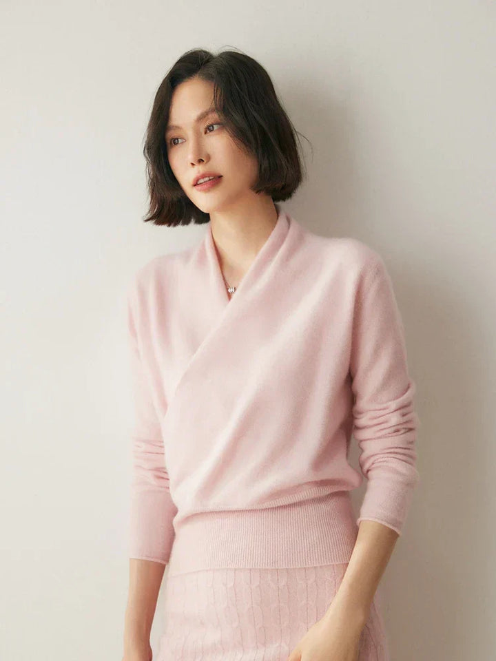 Womens Cashmere Wrap Sweater Soft Knit Crossover Style