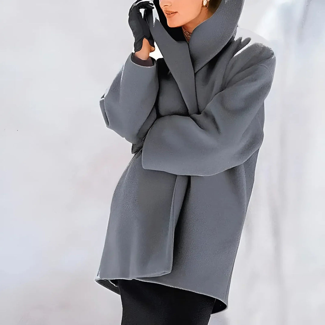 Womens Long Winter Coat Wool Blend Button Closure