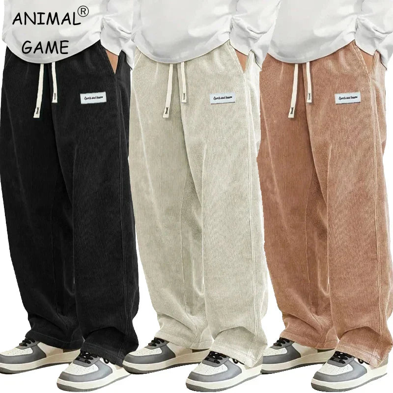 Mens Corduroy Casual Pants Relaxed Fit - BritishMode